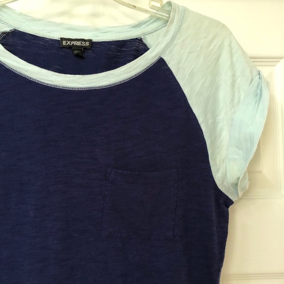 Express Pocket Baseball Raglan Two-Tone Tee Top - Picture 6 of 16